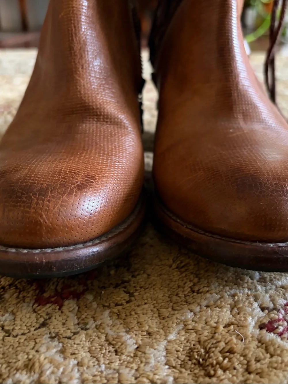 Bed Stu Cobbler Clair Lace-Up Leather Ankle Boots in Chestnut Brown side zip